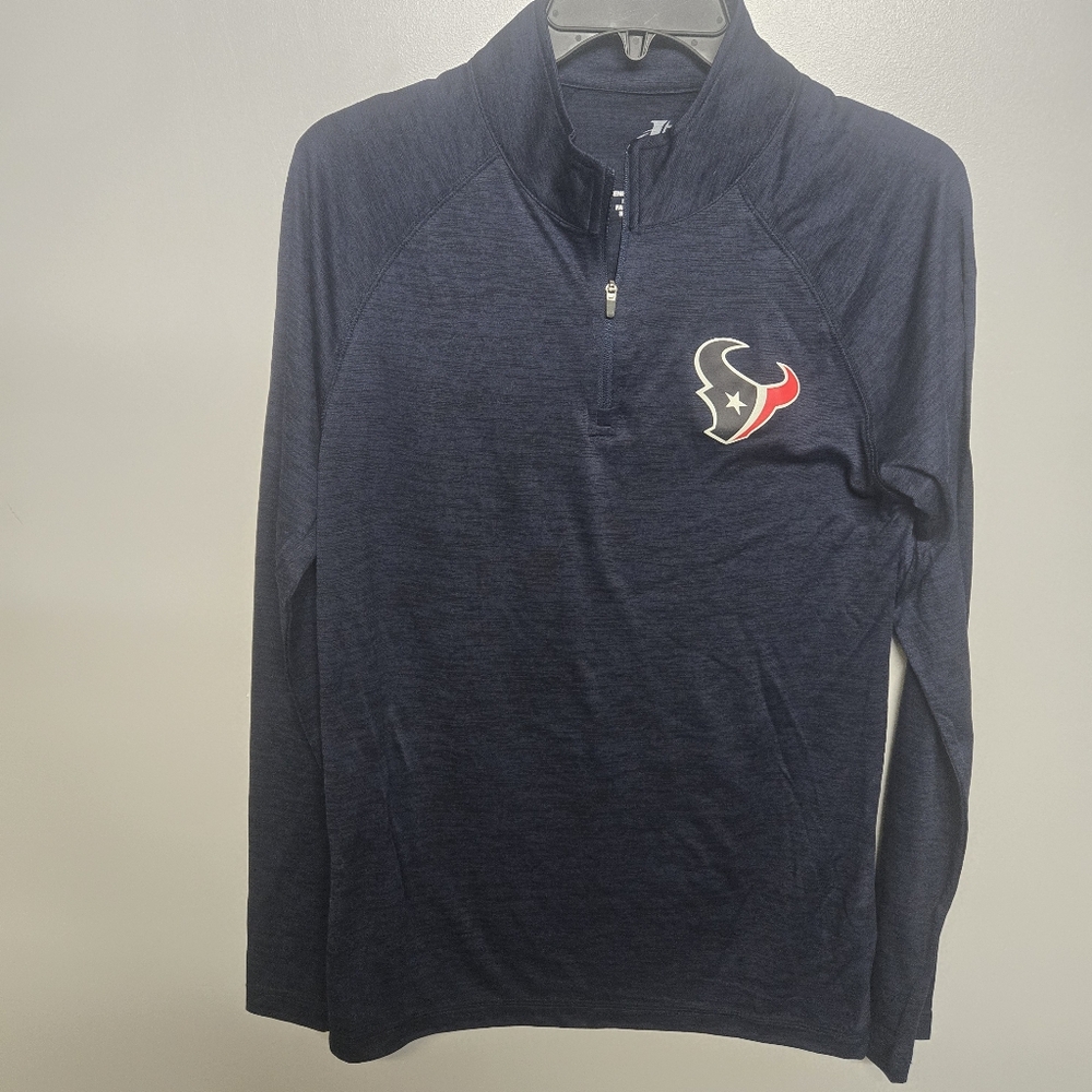 Houston Texans Mens S Quarter Zip Navy Blue Pullover Logo Athletic Sweatshirt